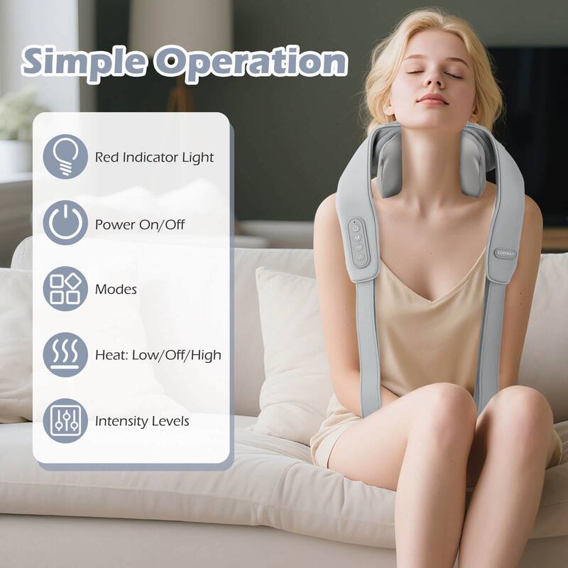 Costway Neck Shoulder Massager with 2 Heating Levels & Adjustable - See Details