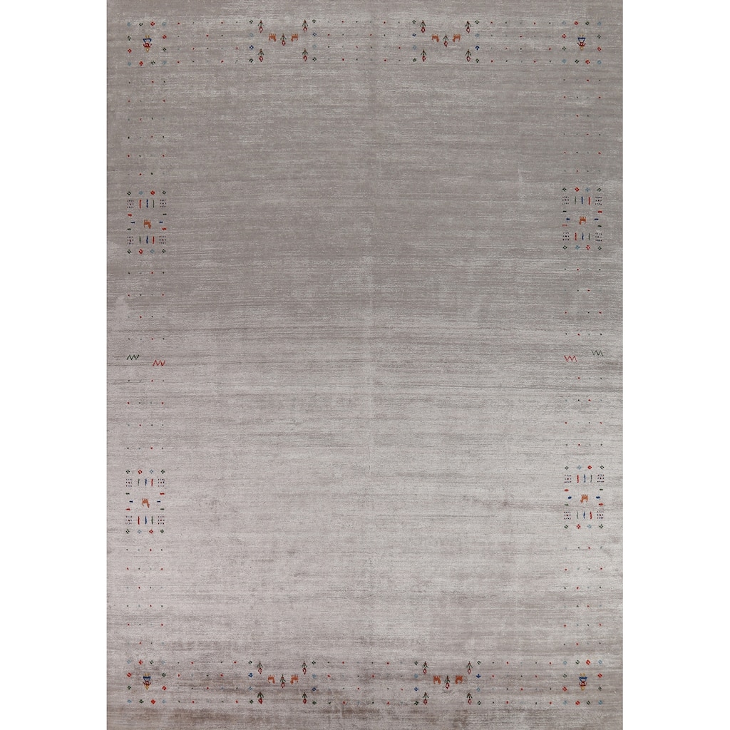 Gabbeh Oriental Area Rug Handmade Living Room Silk Carpet - 8'11" x 11'7"