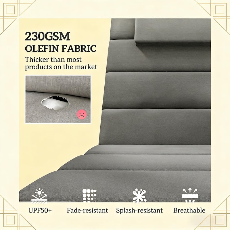 GDFStudio - Sage Outdoor Foldable Lounge Chair Cushion Set with High-resilience Foam & 6-Position Ties - 80"L