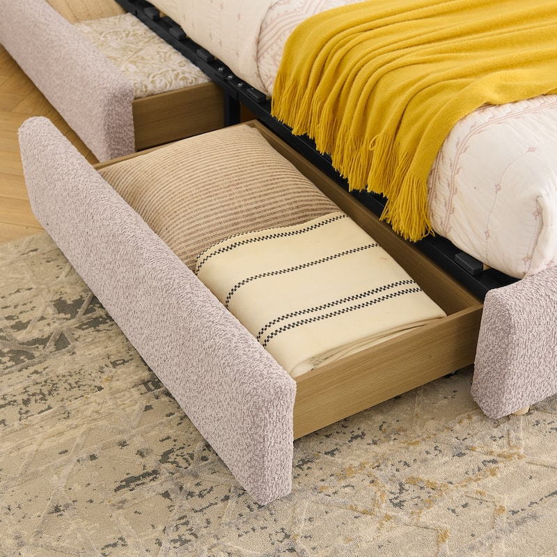 Queen Size Upholstered Bed Frame with Tall Headboard