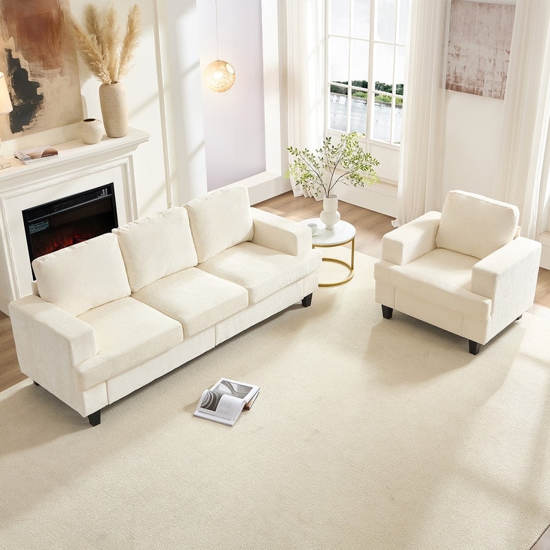 Mixoy Chenille 3 Piece Living Room Sofa Set,3-Seat Sofa/Loveseat/Armchair Sofa Sets,Modular Sectional Couch Furniture Sets