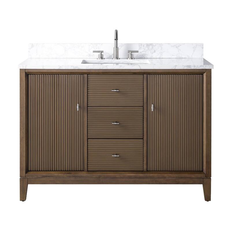 Vanity Art 48" Freestanding Bathroom Vanity with Engineered Marble Top and Sink