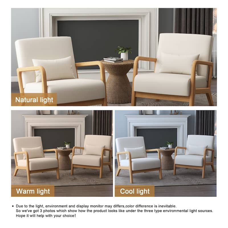 Upholstered Armchair Leisure Chair Accent Chairs Set of 2 with Pillow