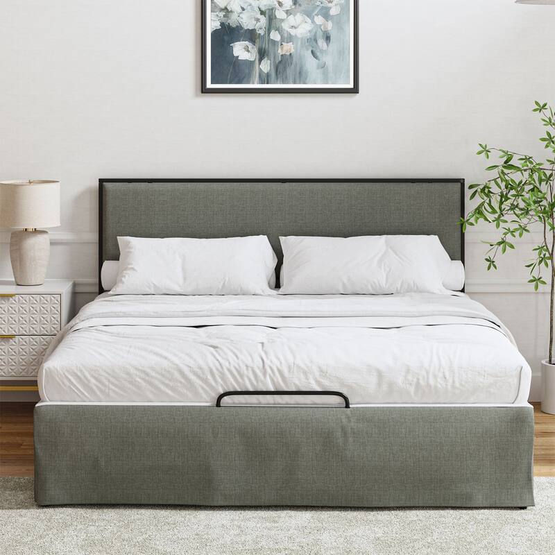 Oliver Modern Washable Slipcover Bed Upholstered Metal by HULALA HOME