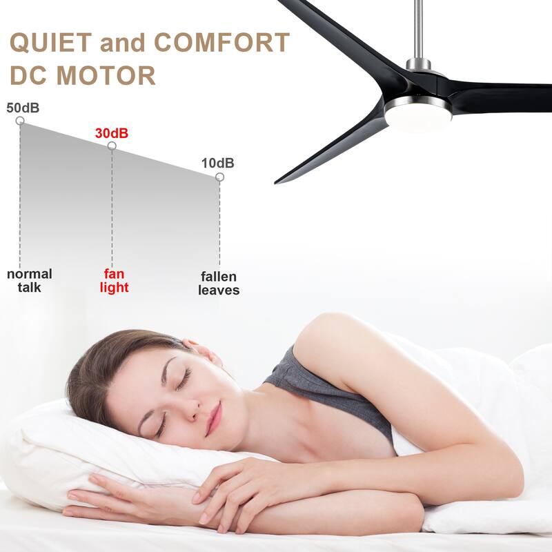 Bella Depot 72" Nickel 3-Blade Large Ceiling Fan with LED Light