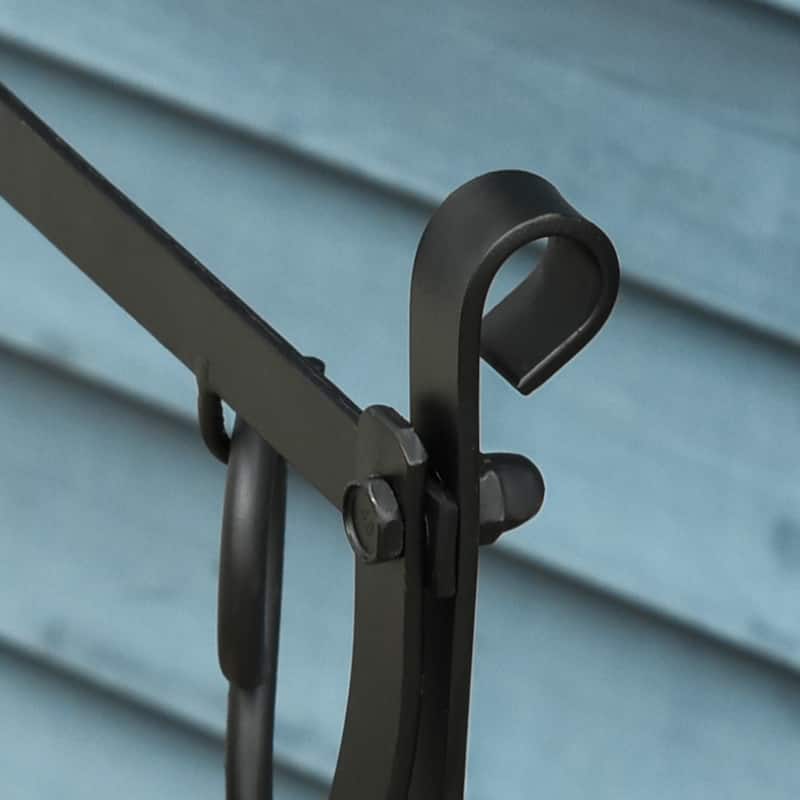 Outsunny 15" 2-Tier Firewood Log Rack with Tools, Fireplace Wood Storage Holder with Shovel, Broom, Poker, Tongs and Hooks