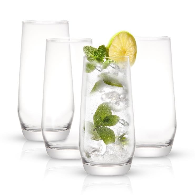 JoyJolt Gwen 18 oz Highball Glasses Set of 4 Drinking Glasses