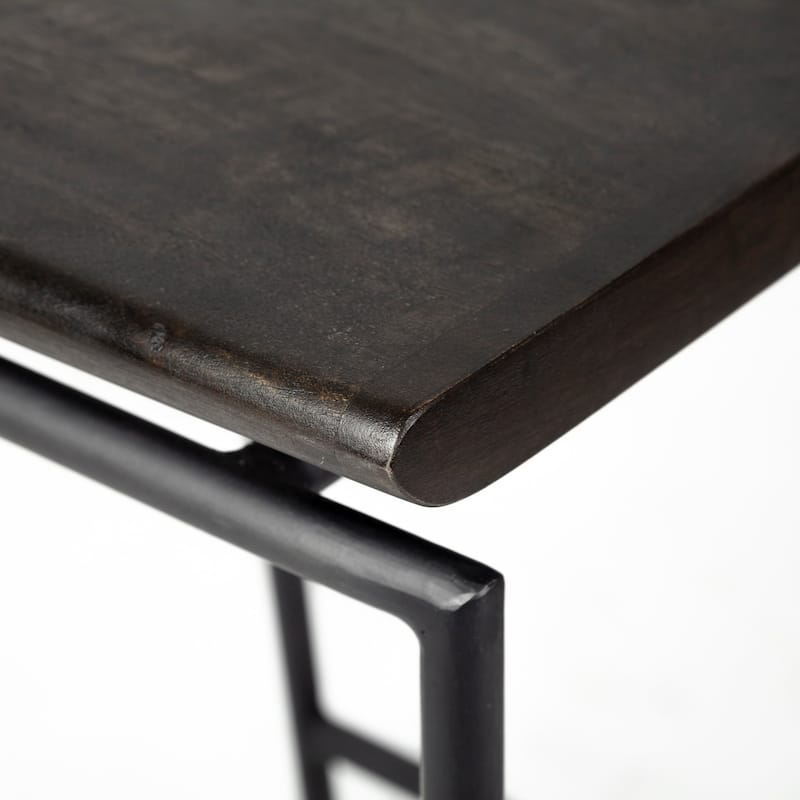 Givens Black Solid Wood Seat with Black Metal Frame Counter Stool - 14"W x 15.8"D x 25.8"H