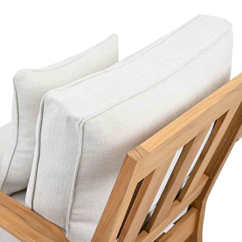 SAFAVIEH Couture Freida Wood Patio Arm Chair - 31.4" W x 35.6" L x 32.6" H - 31"W x 36"D x 33"H