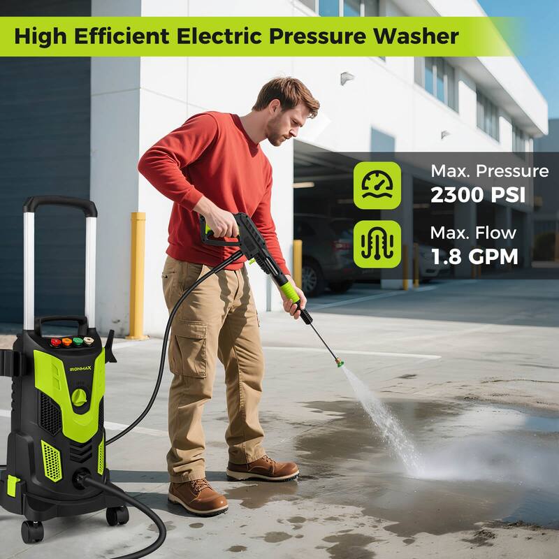 Ironmax Electric Pressure Washer with 4 Nozzles & Soap Bottle Lockable - See Details