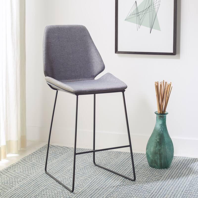 SAFAVIEH Kristlaug Modern 26-inch Counter Stool - 19.8" W x 22" L x 40" H - 20Wx22Dx40H - Grey/Black