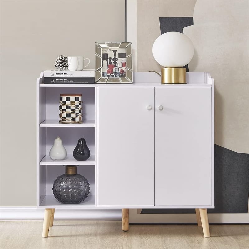 Storage Sideboard - 13.38"D x 31.5"W x 33.46"H - White