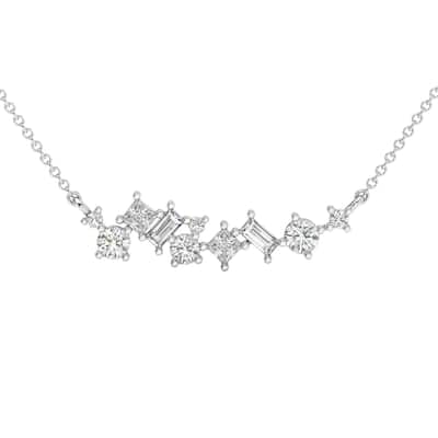 1Ct TW Diamond Mixed Fancy Shape Designer Necklace Gold Lab Grown Pendant