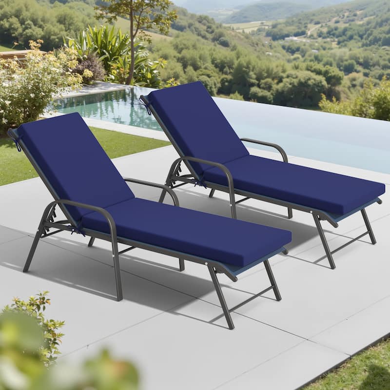 Pellebant Outdoor Adjustable Patio Chaise Lounge Chairs with Cushions