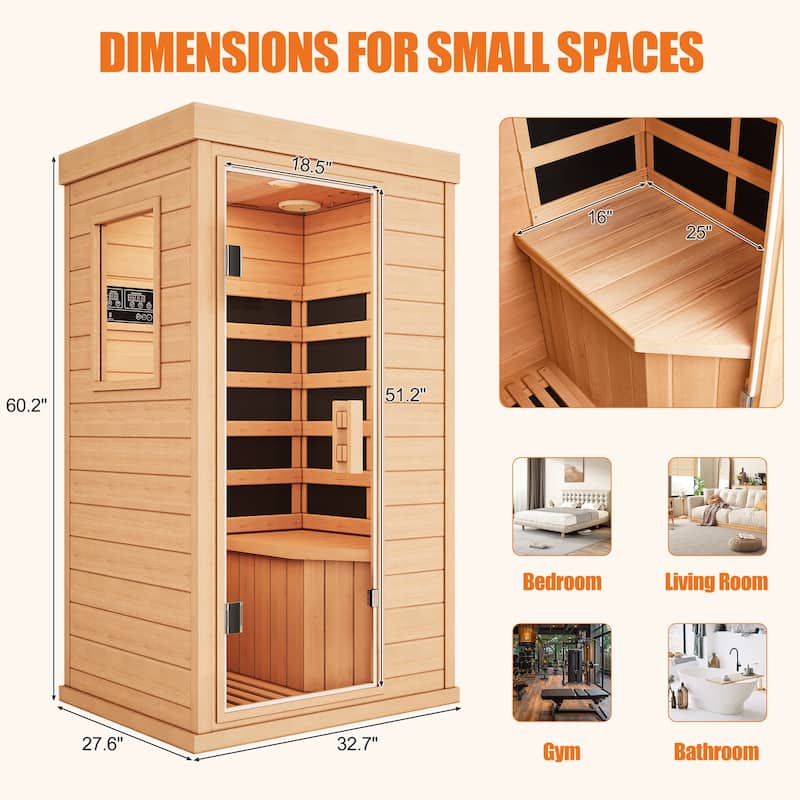 Recharge at Home: 1-Person Infrared Sauna with Bluetooth