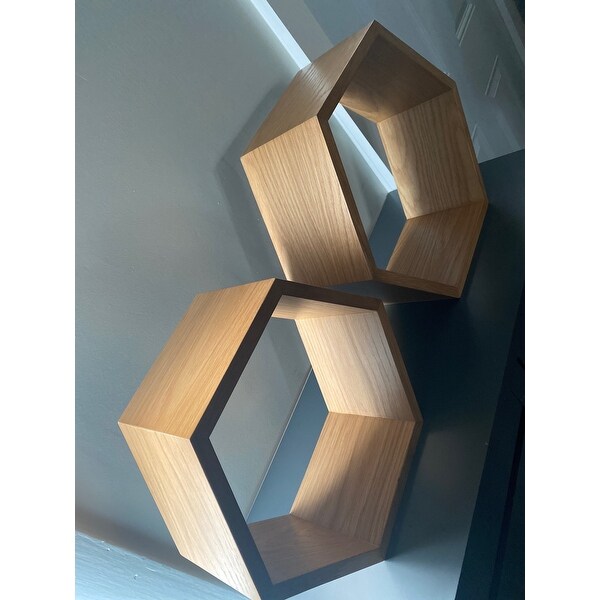 Shop Universal Expert Abacus Hexagon Shelves Set Of 3 Modern Oak Overstock 22814815