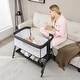 preview thumbnail 4 of 10, Costway Baby Bedside Sleeper Bassinet with Wheels & Storage Tray - 38'' x 22''x 28''-34'' (L x W x H)