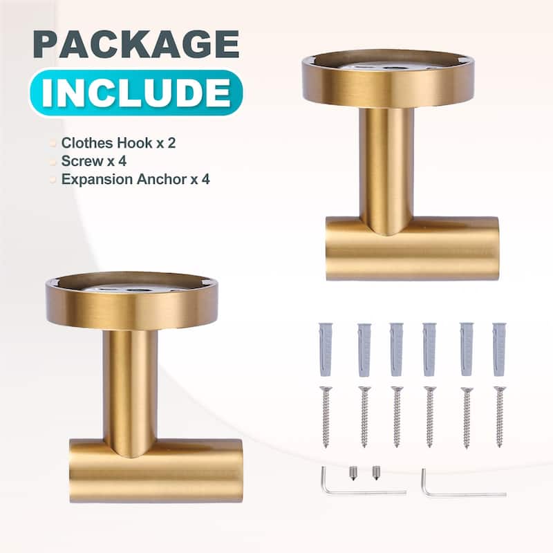 WOWOW Stainless Steel J-Hook Robe/Towel Hook 2 PCS