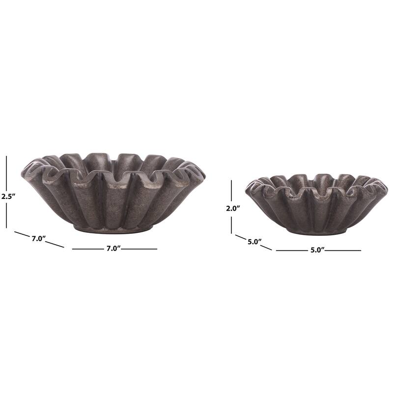 SAFAVIEH Home Soho Greige Resin Ruffle Decorative Bowls Set of 2