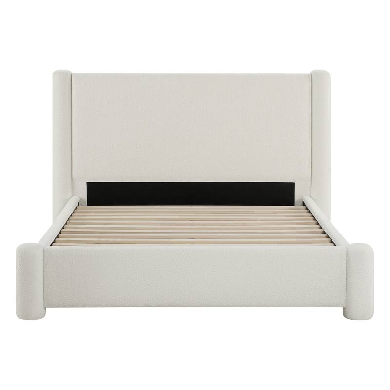 Modern Fully Upholstered Platform Bed Frame with Wide Headboard