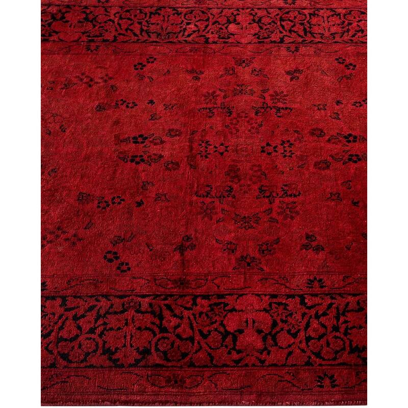 Overton Hand Knotted Wool Vintage Inspired Modern Contemporary Overdyed Red Area Rug - 3' 2" x 5' 3"