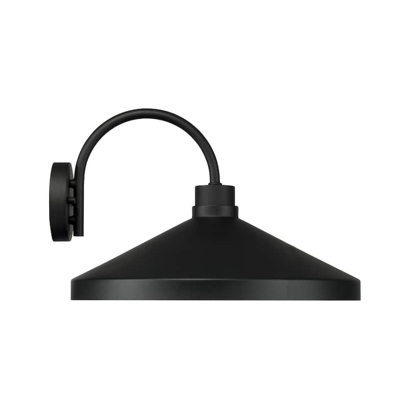17.25"W x 11.50"H 1-Light Outdoor Cone Wall Lantern Barn Light in Black with White Interior