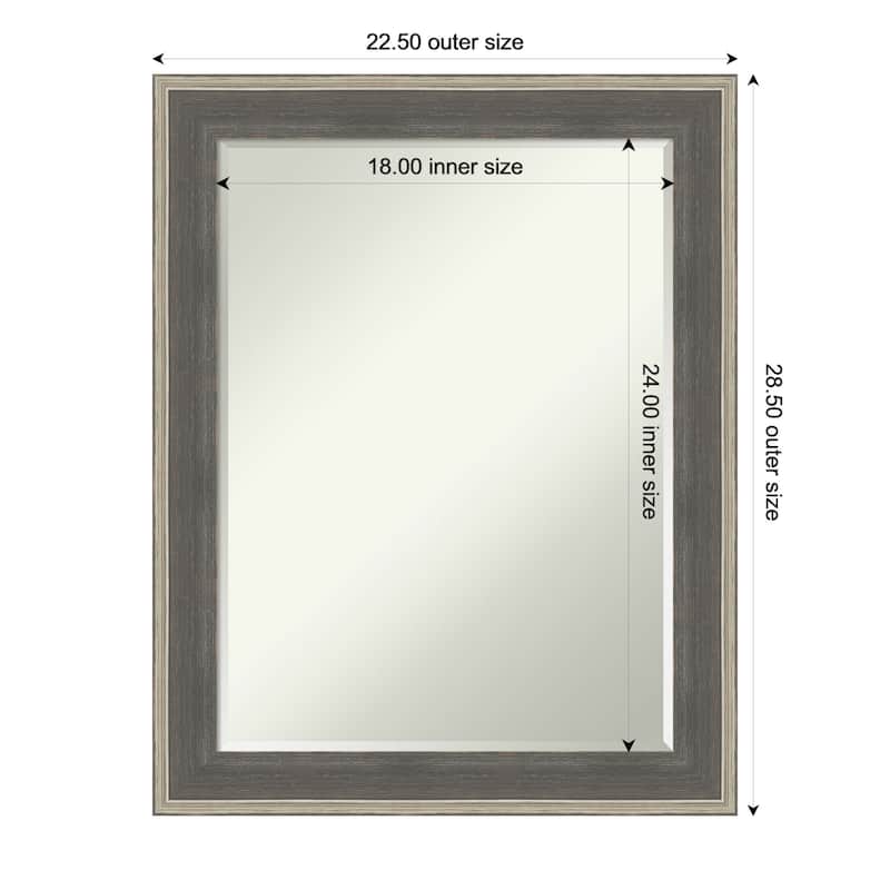 Cottage Half-Inch-Bevel Wood Framed Bathroom Vanity Wall Mirror - Cottage Grey Silver - 23 x 29 in