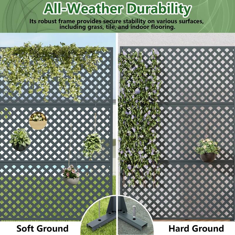 Outdoor Rectangle Privacy Screens Metal Screen Fence Panel Set of 2