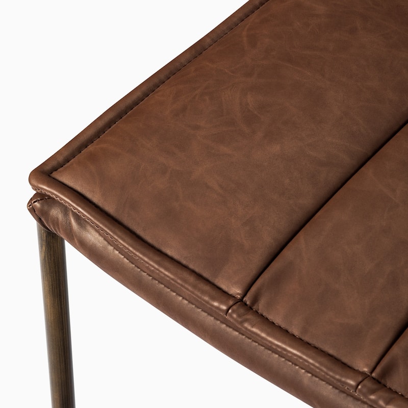 Maven Lane Gerard Bar Metal & Vegan Leather Kitchen Dining Stool