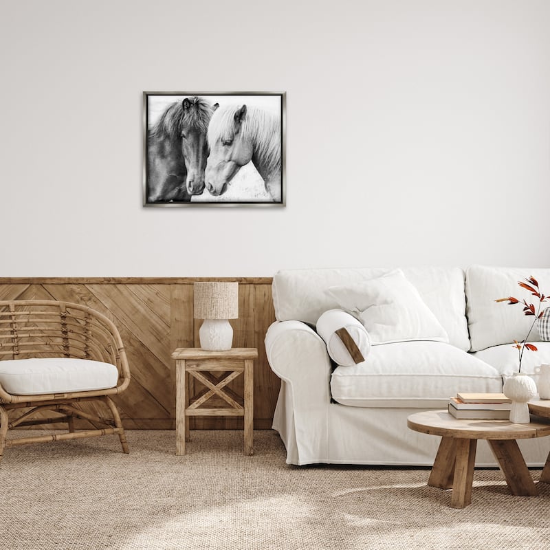 Stupell Horse Love Duo Portrait Framed Floater Canvas Wall Art Design by Sisi and Seb