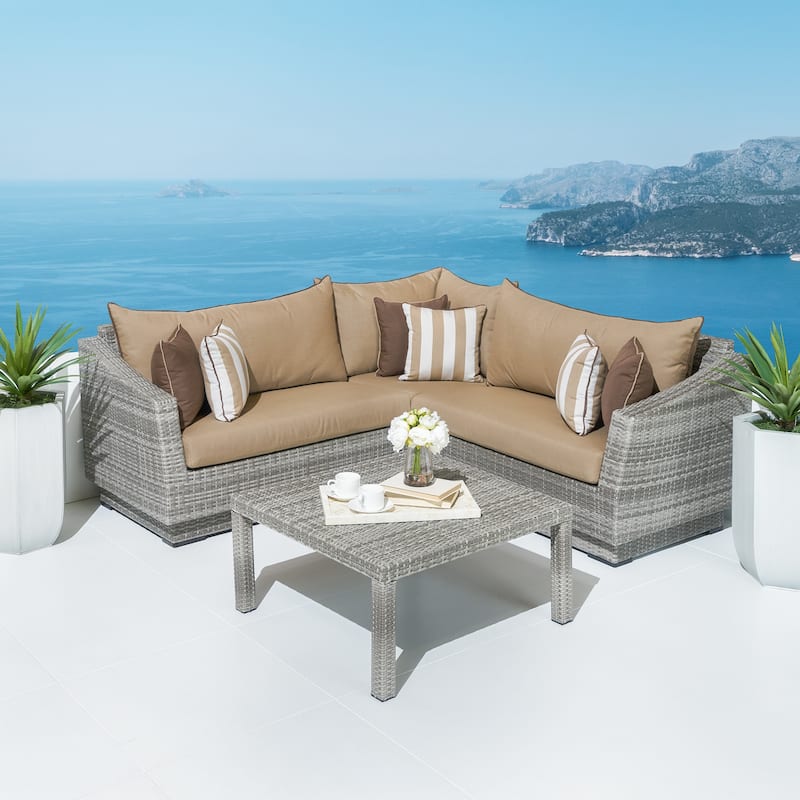 Cannes 4 Piece Sunbrella Outdoor Patio Sectional & Table