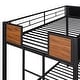 preview thumbnail 10 of 11, Brown Twin over Twin Size Metal Bunk Bed Modern Style Steel Frame with Safety Rail, Built-in Ladder