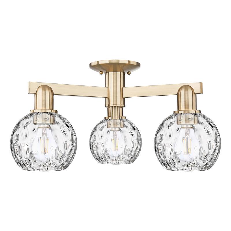 Innovations Lighting 716-3F-10-24 Athens Water Glass Semi-Flush Athens - Champagne Bronze / Clear Water Glass
