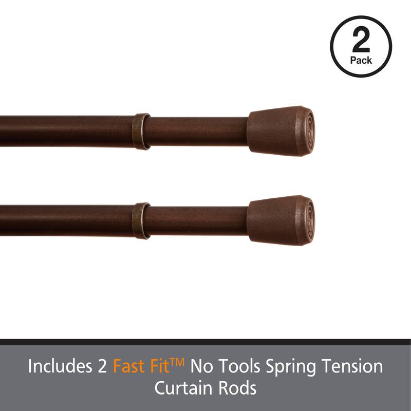 Kenney Fast Fit No Tools 7/16" Spring Tension Rod, 2-Pack