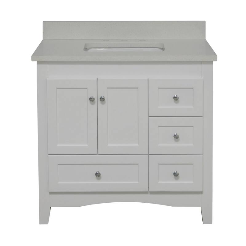 KitchenBathCollection Abbey 36" Bathroom Vanity with Quartz Top