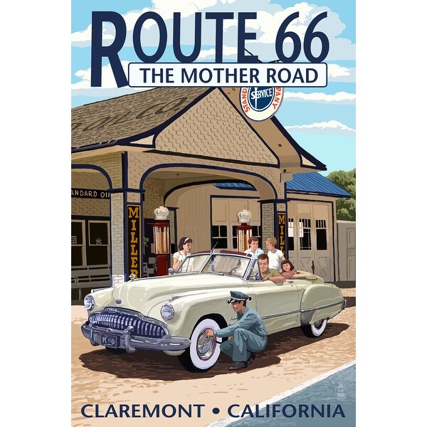 Claremont California Route 66 2 Service Station Lantern Press Poster Art Print Multiple Sizes Available