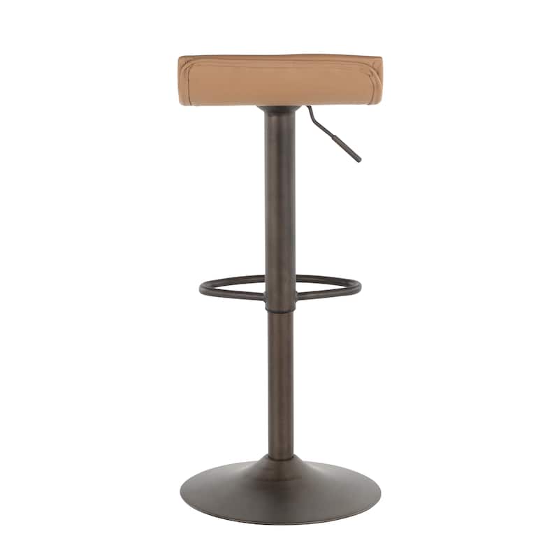 Carbon Loft Hess Industrial Barstool in Antique Metal and Faux Leather (Set of 2)