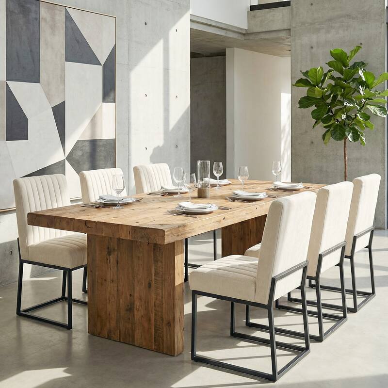 Mid Century Modern Dining Chair with Black Metal Legs