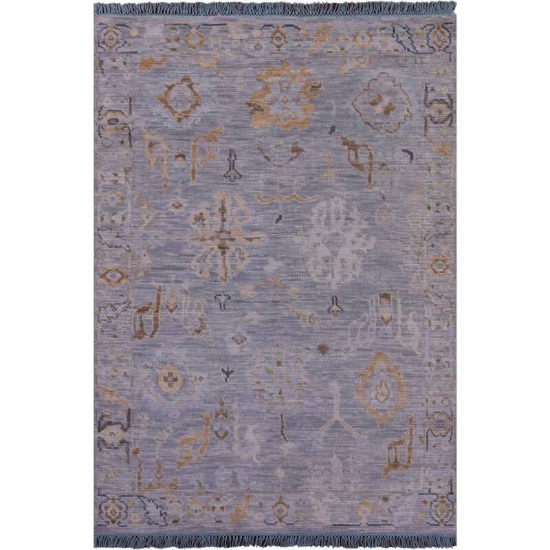 Golden Nile Grey Turkish Oushak Handmade Wool Rug - 4' 1" X 5' 11"