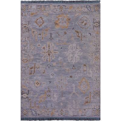Golden Nile Grey Turkish Oushak Handmade Wool Rug - 4' 1" X 5' 11"