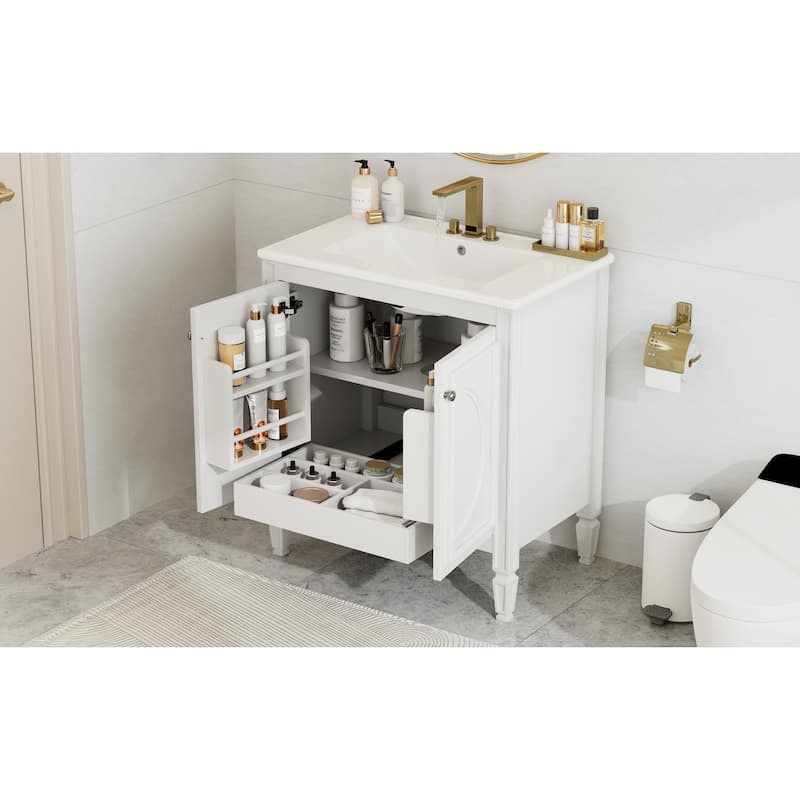 30" Bathroom Vanity with Sink, Two Doors with Shelf, Soft Close Door Hinges, Vintage Style