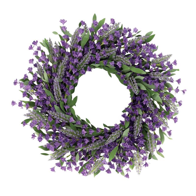 Lavender Floral Artificial Wreath - 24" - Purple