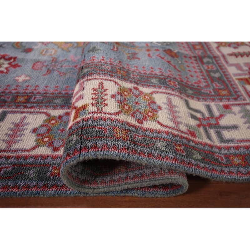 Light Blue Oushak Indian Area Rug Handmade Wool Carpet - 8'2"x 9'11"