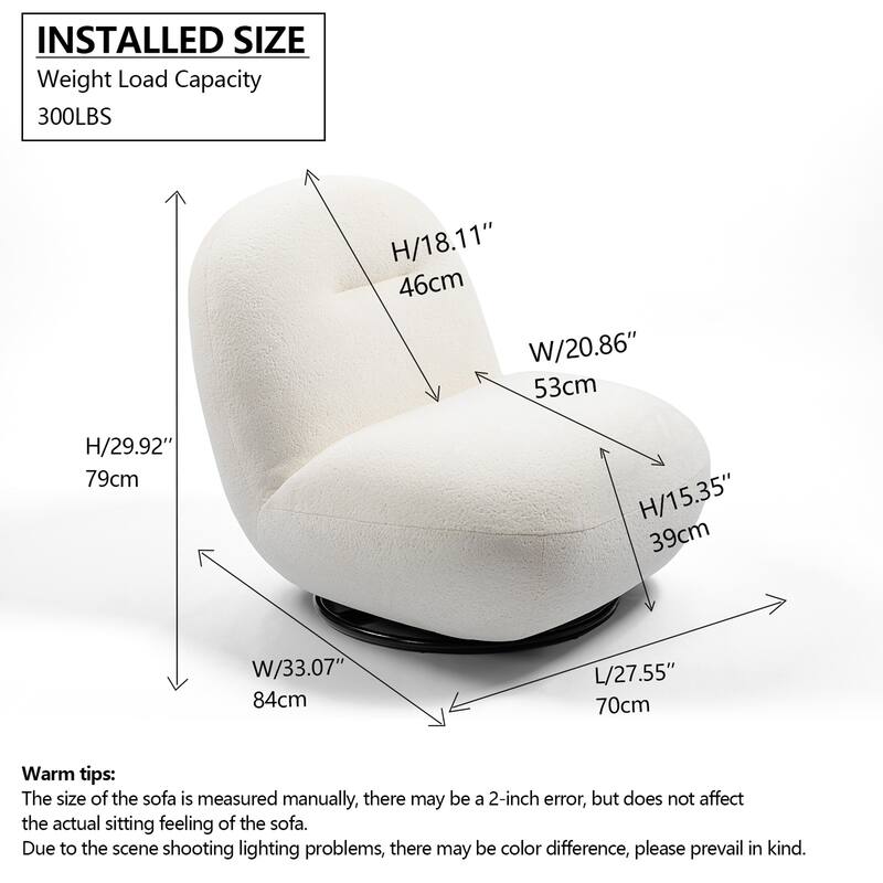 2-Piece Swivel Accent Chair Lounge Chair, Ice Flower Velvet Sofa Chair, Single Cloud Chair Armless Cozy Chair