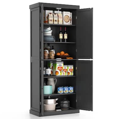 Gymax 72.5'' Kitchen Pantry w/4 Door 6-Tier Shelves Freestanding