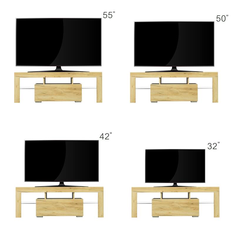 Black TV Stand with LED RGB Lights TV Cabinet