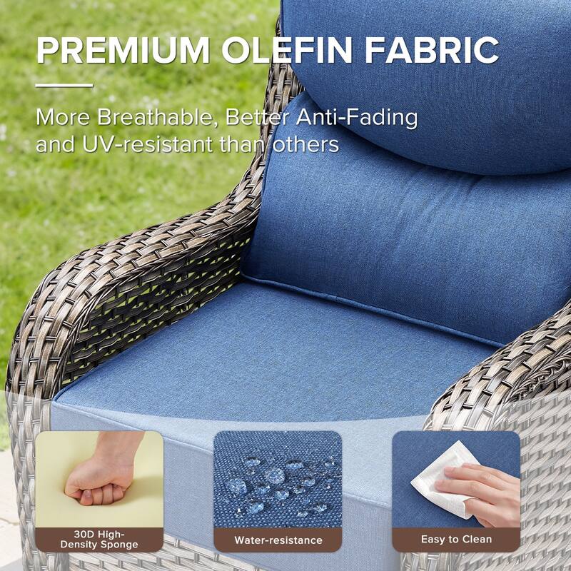 Gymojoy 7-Piece Patio Furniture Set with Swivel Glider Chairs, 6-Inch Ultra-Plush Cushions & Water-Resistant Olefin Fabric