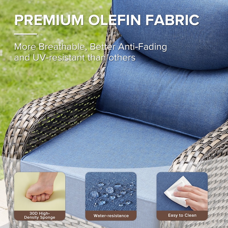 Gymojoy 8-Piece Patio Furniture Set with Swivel Glider Chairs, 6-Inch Ultra-Plush Cushions & Water-Resistant Olefin Fabric
