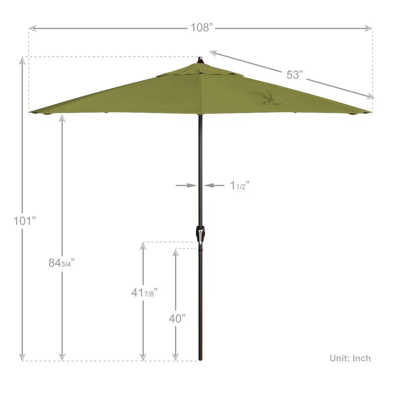 California Umbrella 9' Round Crank Lift Auto Tilt 8 Rib Aluminum Patio Umbrella, Bronze Finish, Pacifica Pacific Blue Fabric