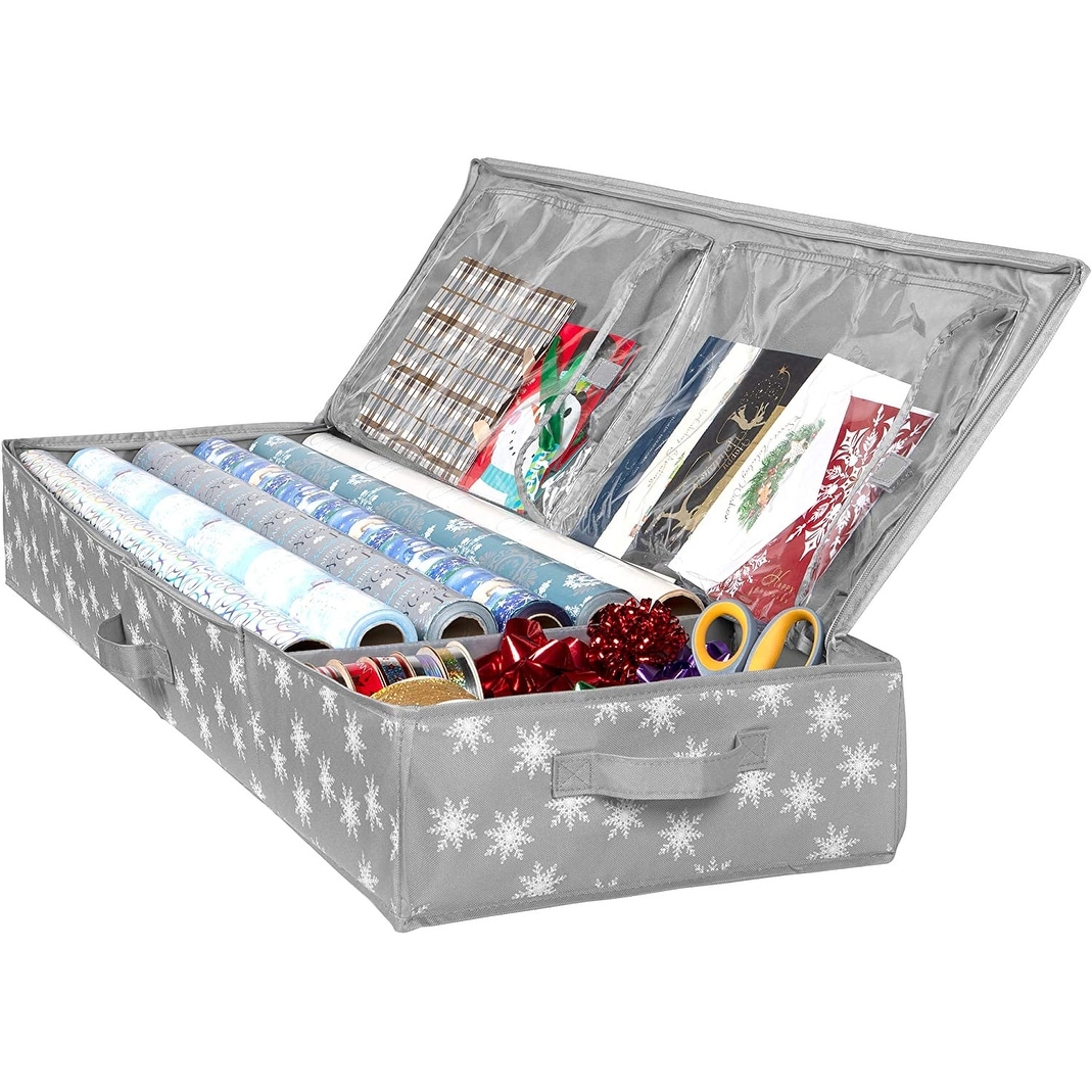 Dropship 2Pcs Christmas Wrapping Paper Storage Containers Foldable Water  Resistant Gift Wrap Organizer With Pockets Handles For Ribbon Card Bows  Gift Bag Underbed Ornament Storage to Sell Online at a Lower Price
